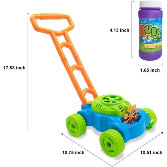Bubble Lawn Mower for Toddlers 1-3 - Kids Outdoor Bubble Blower Machine - Picture 10 of 14